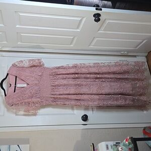 Simplee Apparel Pink Lace Maxi Dress